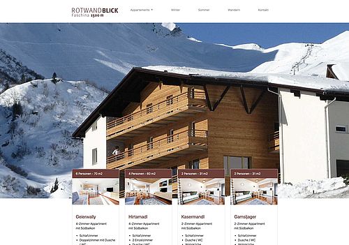 Website Appartementhaus Rotwandblick