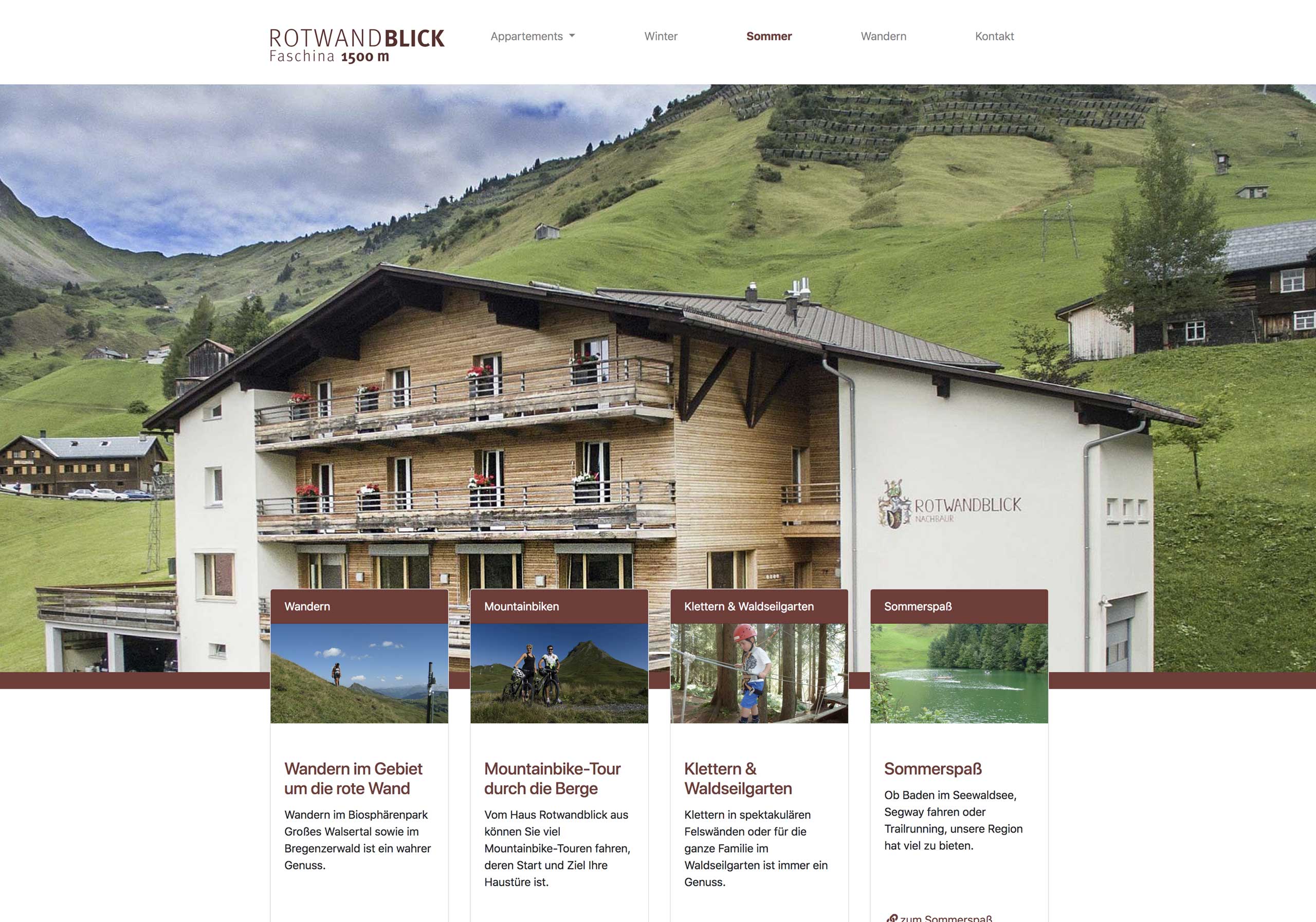 Website Appartementhaus Rotwandblick