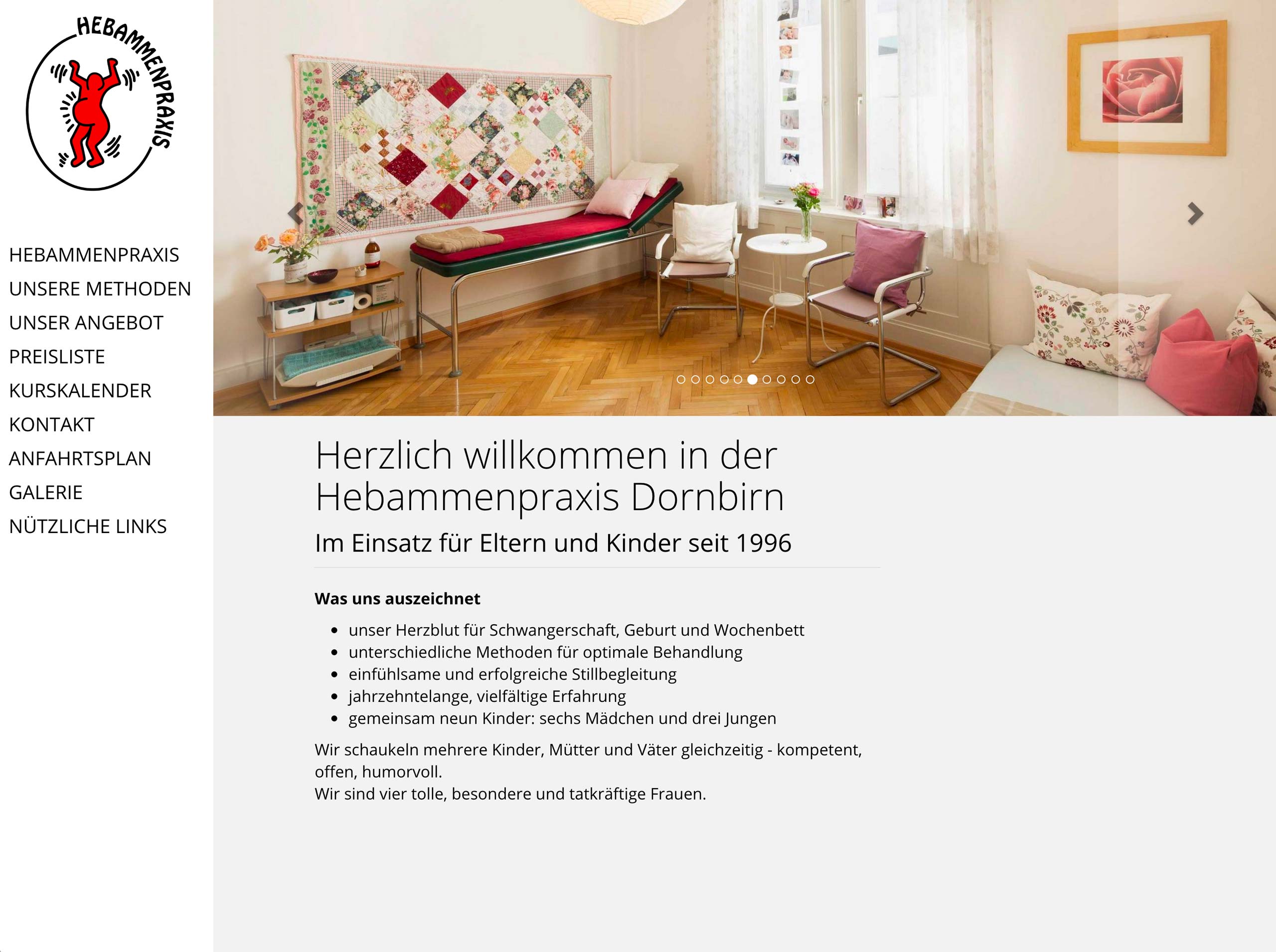Die neue Website der Hebammenpraxis Dornbirn